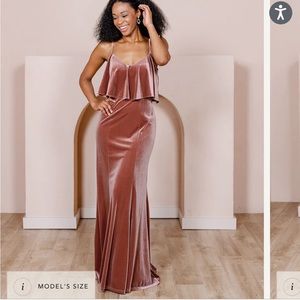 Riley convertible velvet dress dusty rose